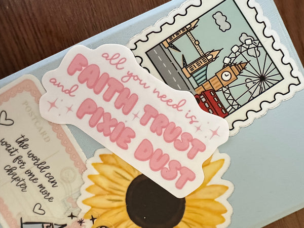 Faith Trust and Pixie Dust Girly Pink Disney Sticker