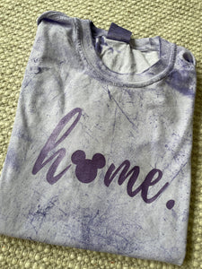 Mickey Home T-shirt Comfort Colors-READY TO SHIP- Purple Tie Dye with purple shimmer ink