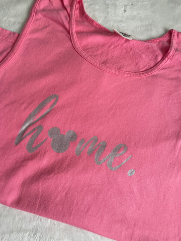 Mickey Home Tank Top Comfort Colors- READY TO SHIP- Silver Shimmer Ink - SMALL Pink