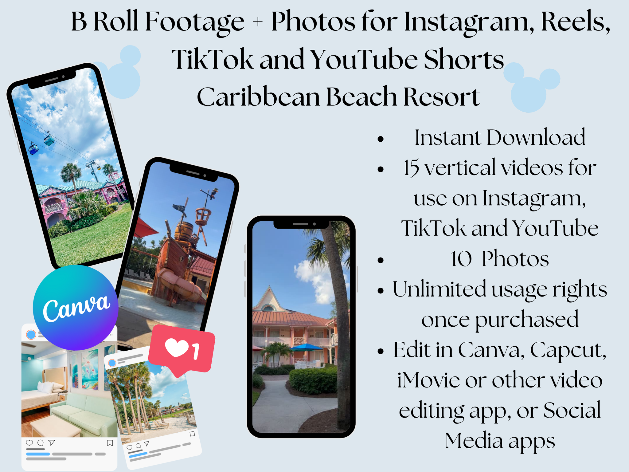 Disney Caribbean Beach WDW Moderate Resort B Roll Videos and Photos for TikTok Instagram YouTube Travel Agent Content Creator Media