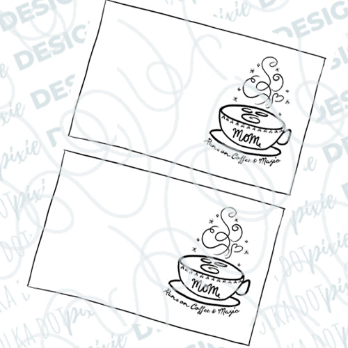 Disney Mom Coffee Card-Printable-Mom Runs on Coffee and Magic Card - To Color, PDF- DIGITAL DOWNLOAD