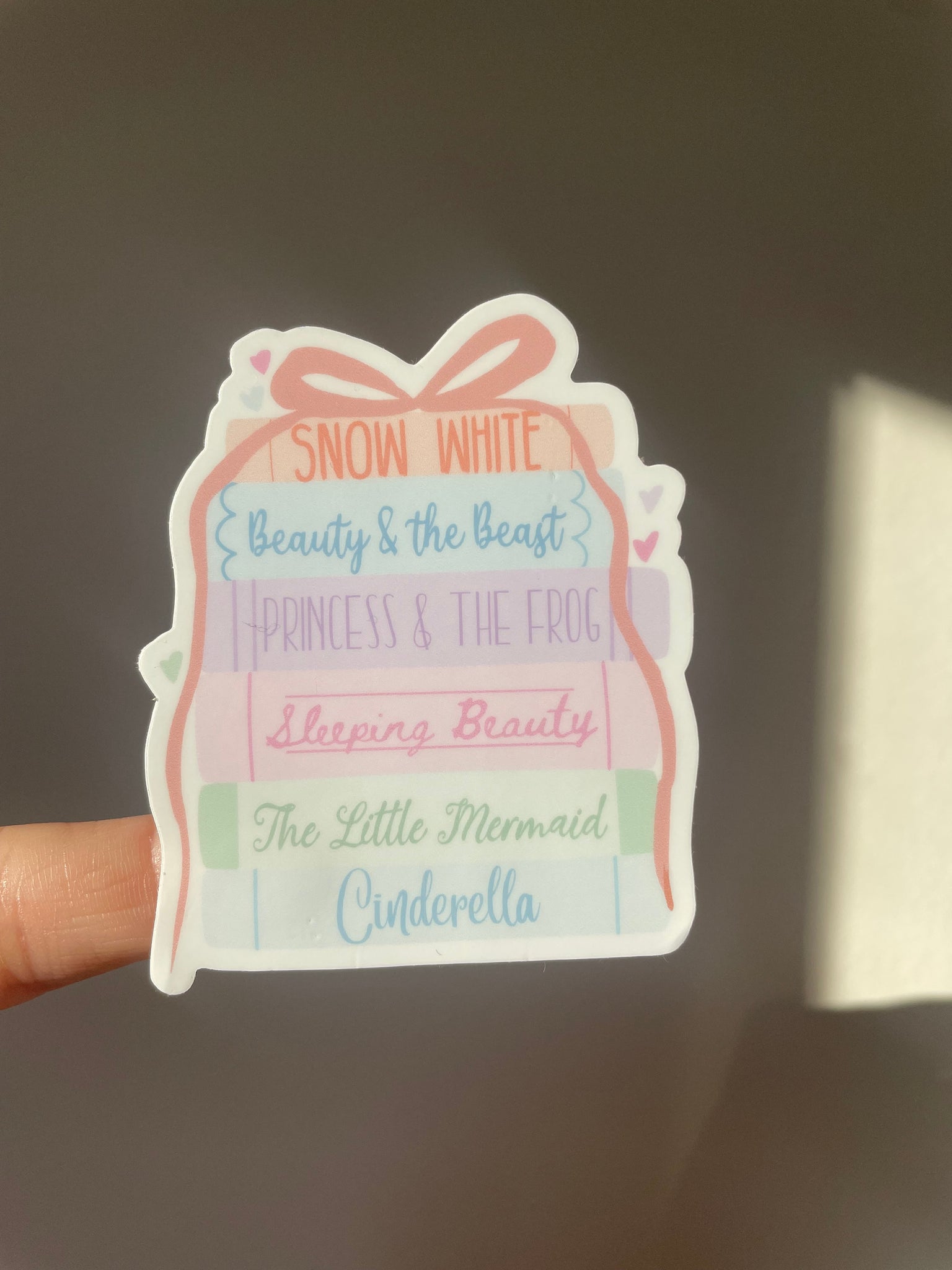 Disney Fairytale Books Sticker Pastel with Bow Book Stack Princesses Sticker