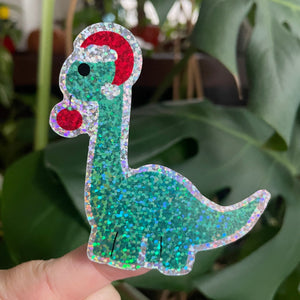 Cute Disney Christmas Hollywood Studios Santa Gertie Christmas Dinosaur Glitter sparkly sticker for laptops, journals, kindle, phone case