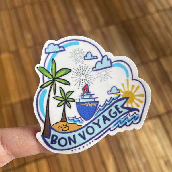 Disney Cruise Bon Voyage Cruise Sticker DCL Sticker for Water Bottles, Laptops, Journals, Kindle