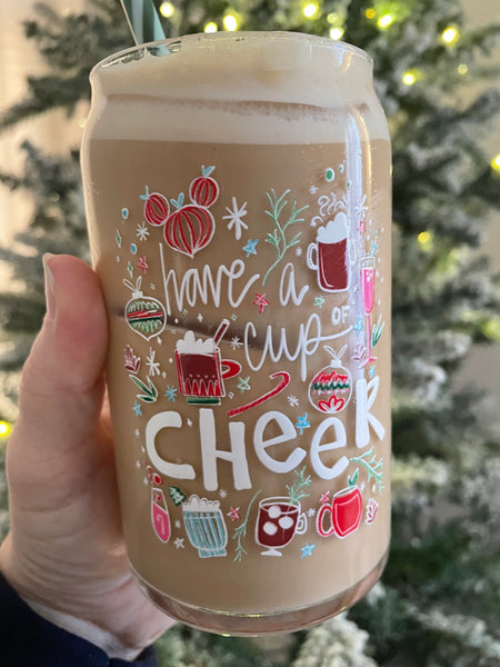 Disney Iced Coffee Christmas Festival of Holidays Glass Have a Cup of Cheer Disney Christmas Can-shaped glass