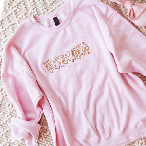 Magical Disney Castle EMBROIDERED Sweatshirt Bows Mickey Balloon and Hearts Sweatshirt