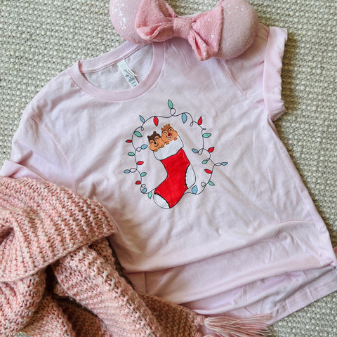 Disney Christmas Chip and Dale Shirt Christmas Stocking Holiday Unisex t-shirt
