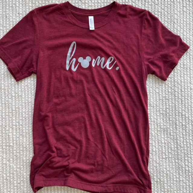 Mickey Home T-Shirt READY TO SHIP- Dark Red Triblend- SMALL