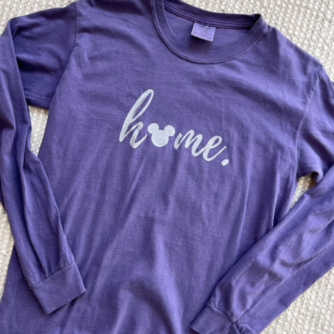Mickey Home Long Sleeve Shirt- Comfort Colors- READY TO SHIP- Purple- SMALL