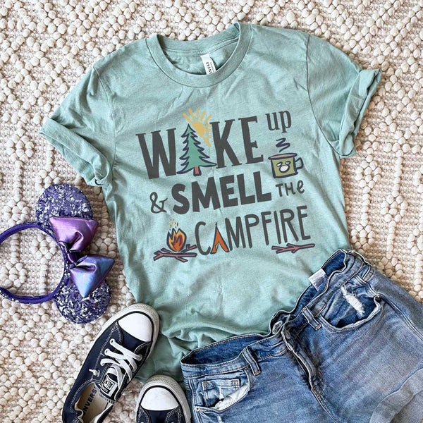 Fort Wilderness T-shirt Wake Up and Smell the Campfire Disney Camping Family T-Shirt