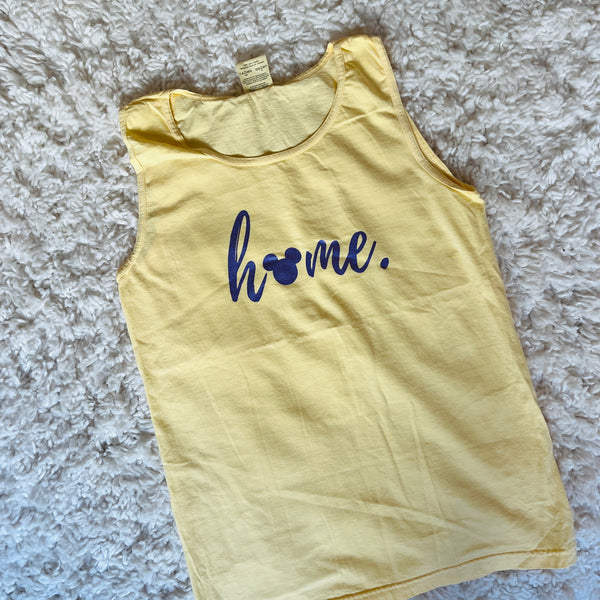 Mickey Home Tank Top Comfort Colors- READY TO SHIP- Purple Shimmer Ink - SMALL Yellow