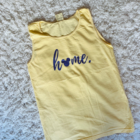 Mickey Home Tank Top Comfort Colors- READY TO SHIP- Purple Shimmer Ink - SMALL Yellow
