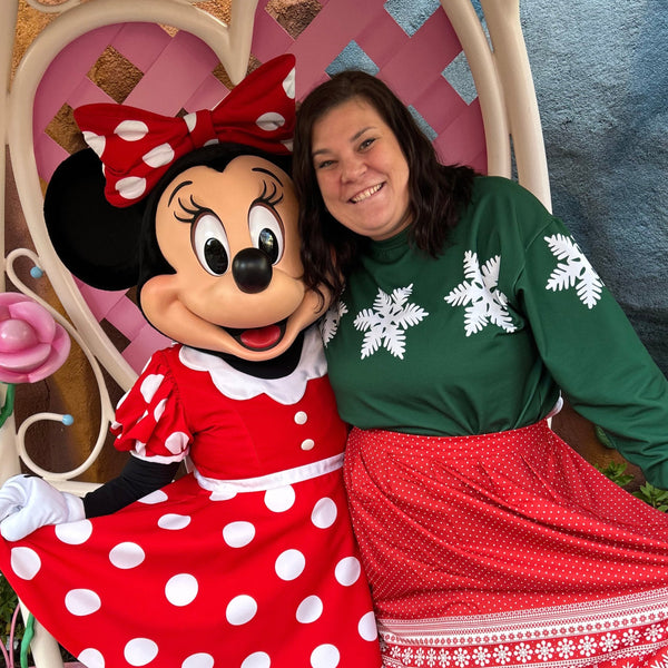 Mickey and Minnie Christmas Shirt All Over Print Shirt Disney Christmas Outfit Snowflake Green Long Sleeve