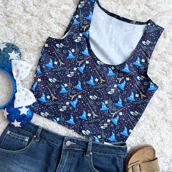 Sorcerer's Apprentice Crop Top Fantasia Disney Sorcerer Mickey Music Women's Crop Top