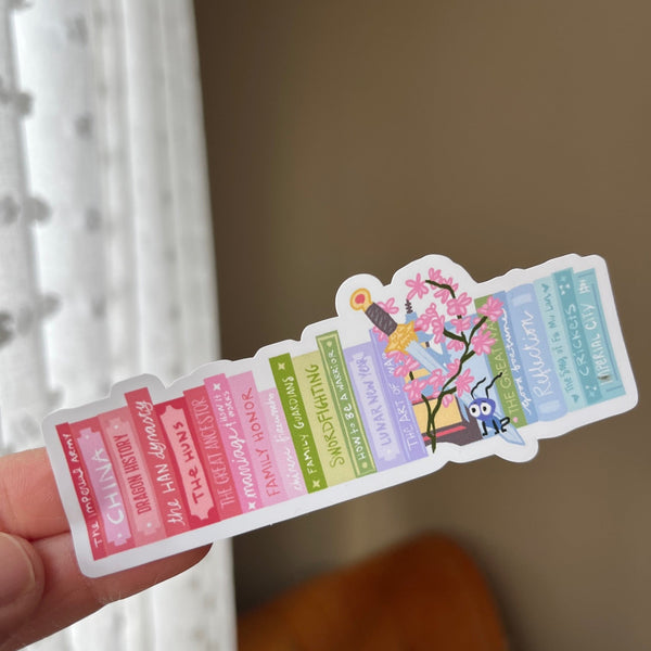 Mulan Sticker with Books and Cricket