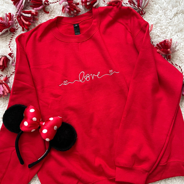 With Love, Mickey Disney EMBROIDERED Sweatshirt - White Thread