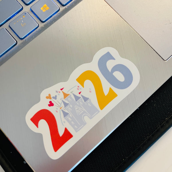 2026 Disney Trip Sticker Mickey Balloons and Castle Scrapbook Sticker