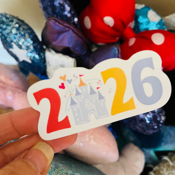 2026 Disney Trip Sticker Mickey Balloons and Castle Scrapbook Sticker