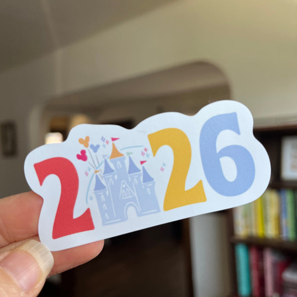 2026 Disney Trip Sticker Mickey Balloons and Castle Scrapbook Sticker
