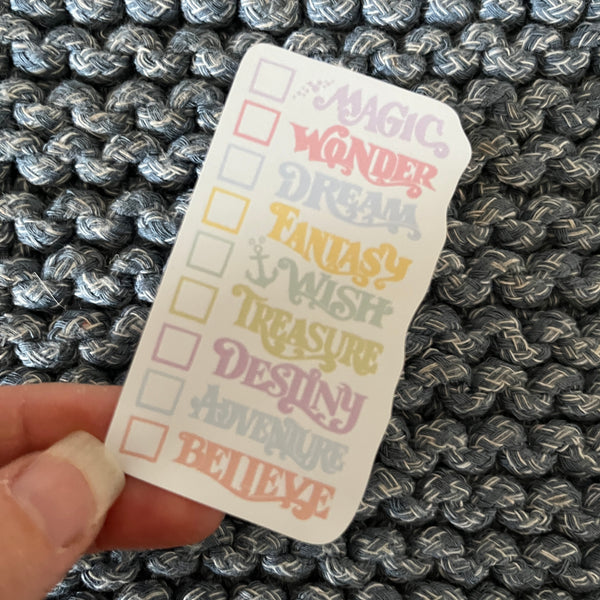 Disney Cruise Ships Checklist Sticker Pastel Disney Ships Sticker White Vinyl Background