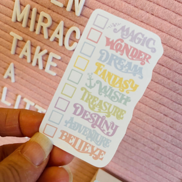 Disney Cruise Ships Checklist Sticker Pastel Disney Ships Sticker White Vinyl Background