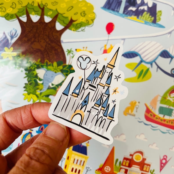WDW Cinderella Castle Sticker White Disney Castle Vinyl Sticker for Laptops, Journals, Bottles