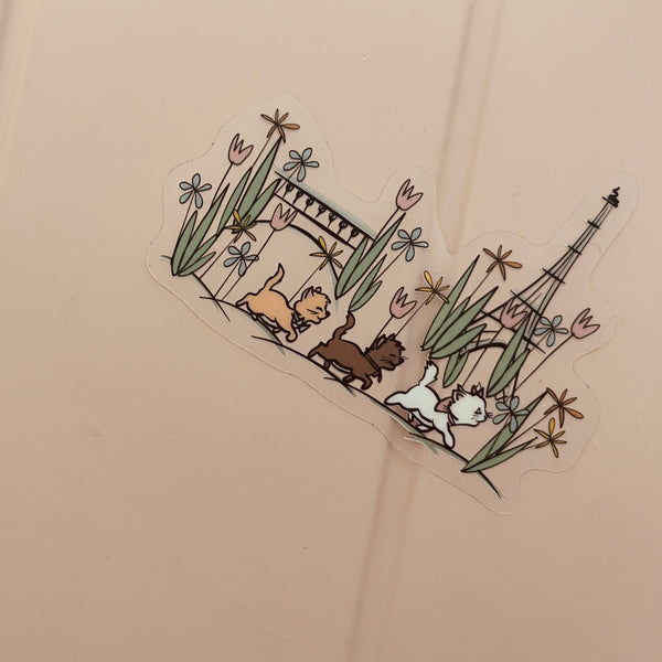 Disney Aristocats Sticker Cats in Paris Aristocats Transparent Sticker- 3 x 2