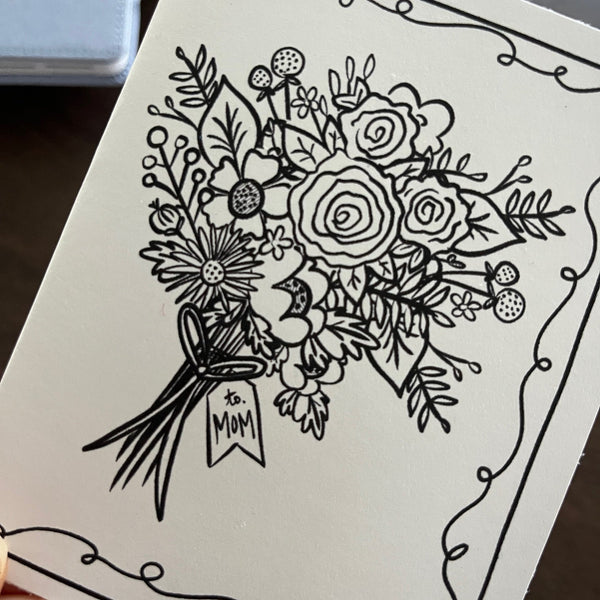 Disney Mom Flowers Card- Printable- to Color for Mother's Day and Birthdays - DIGITAL DOWNLOAD