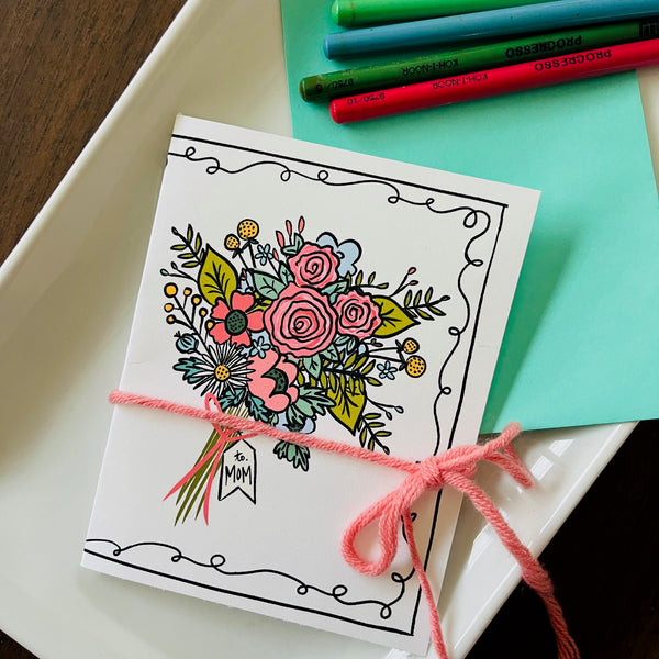 Disney Mom Flowers Card- Printable- to Color for Mother's Day and Birthdays - DIGITAL DOWNLOAD