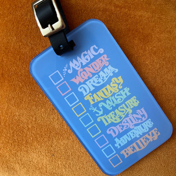 Disney Cruise Luggage Tag with Leather Buckle and Address Card- Blue