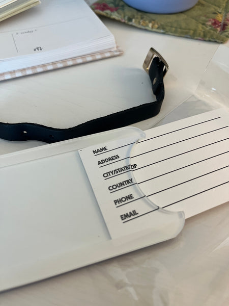 Disney Cruise Luggage Tag with Leather Buckle and Address Card- Blue