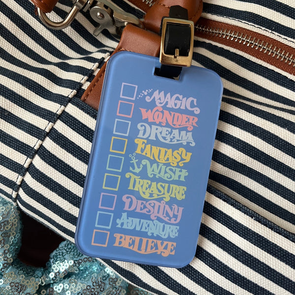 Disney Cruise Luggage Tag with Leather Buckle and Address Card- Blue
