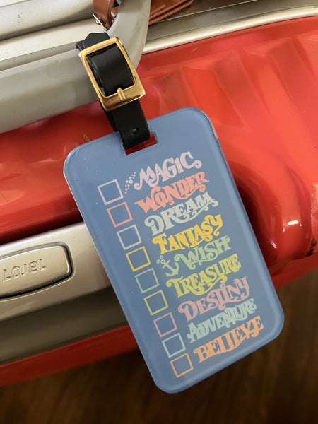 Disney Cruise Luggage Tag with Leather Buckle and Address Card- Blue