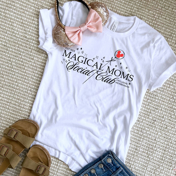 Magical Moms T-Shirt Disney Social Club Disney Mom T-Shirt - Black Text Red Balloon