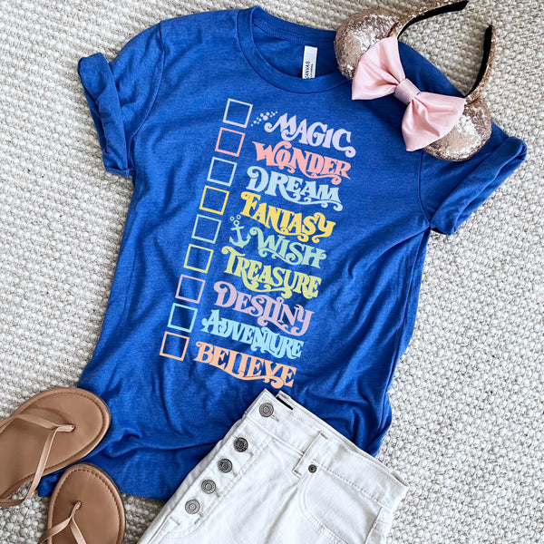 Disney Cruise Goals T-shirt Pastel Checklist Disney Ships with Checkboxes T-shirt