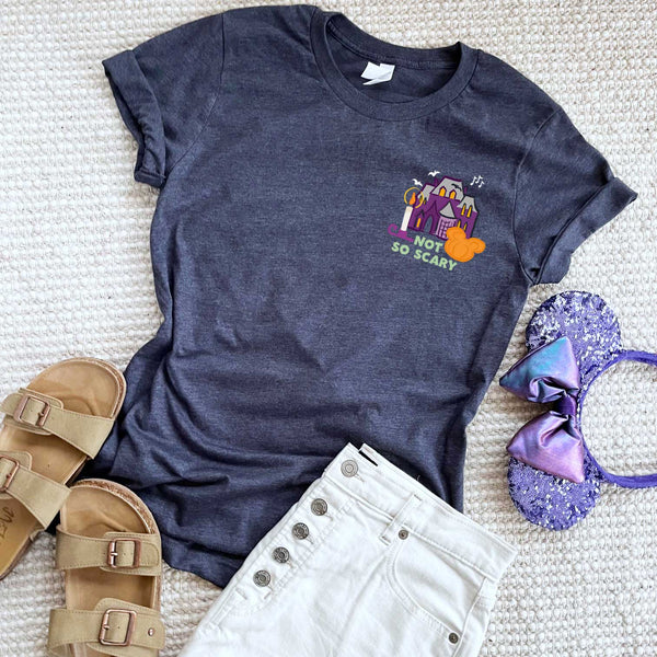 Disney Haunted House T-Shirt Family Halloween Mickeys Not So Scary 2-Sided Tee