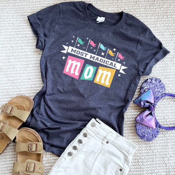Disney Mom T-Shirt Most Magical Mom Disney Parks Flags Collegiate Mom T-shirt