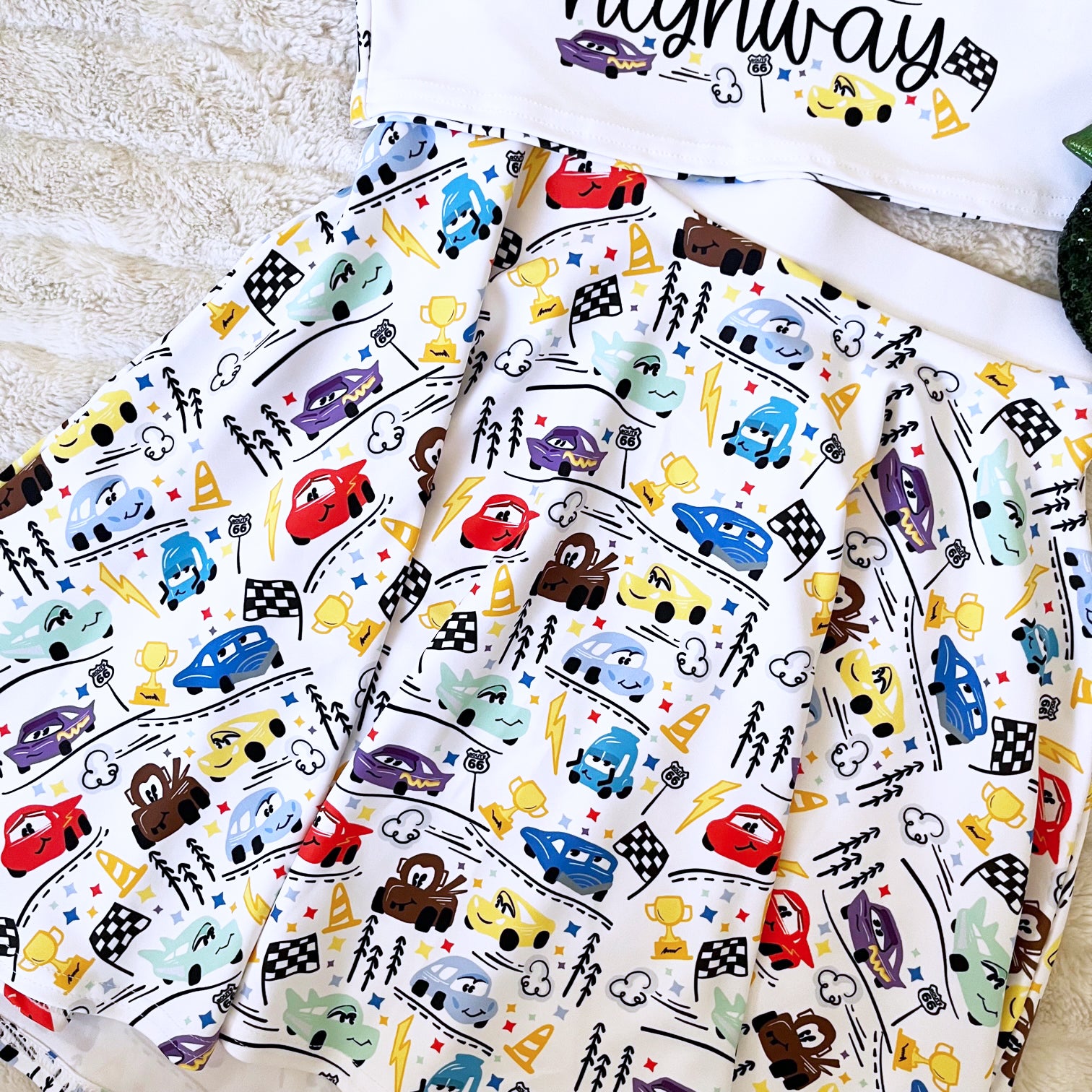 Cars Skirt Disney Skirt - READY TO SHIP-White- Small