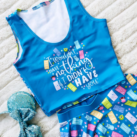 Monster's Inc. Crop Top - READY TO SHIP-Turquoise- Small
