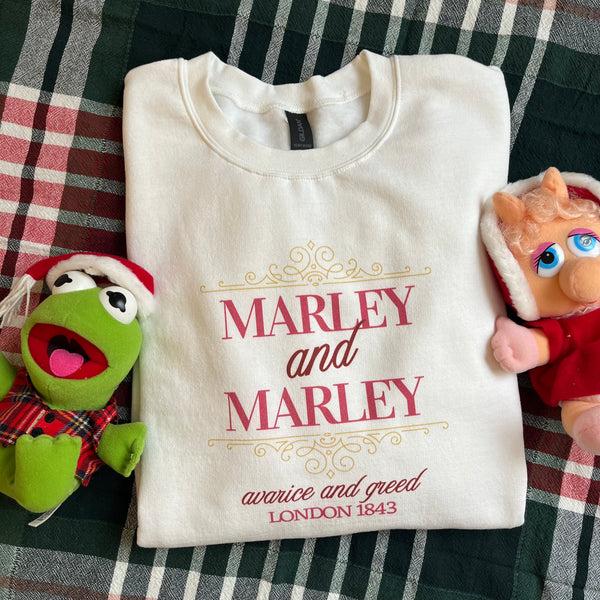 Marley and Marley Logo Scrooge Sweatshirt Muppets Christmas Carol Sweater Avarice and Greed Unisex Sweatshirt