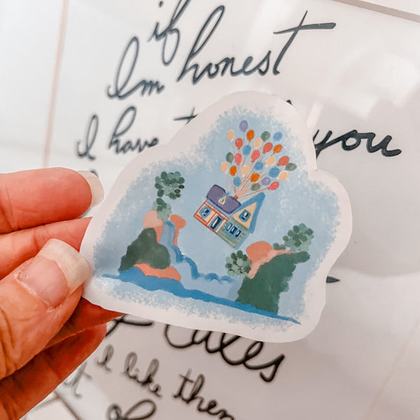 Up! Sticker Pixar Balloon House Hand Drawn and Illustrated Watercolor Disney Sticker