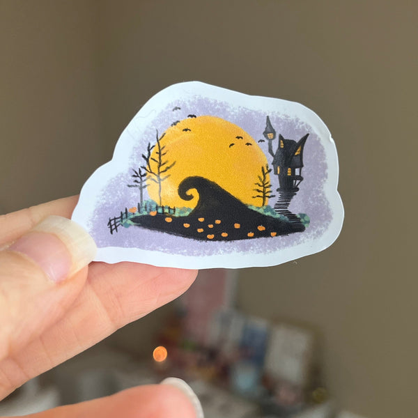 Nightmare Before Christmas Sticker Jack Skellington House Hand Drawn and Illustrated Watercolor Disney Sticker