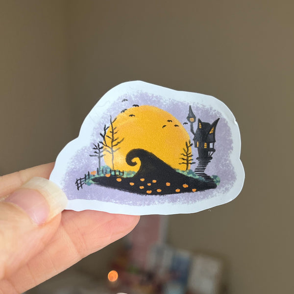 Nightmare Before Christmas Sticker Jack Skellington House Hand Drawn and Illustrated Watercolor Disney Sticker