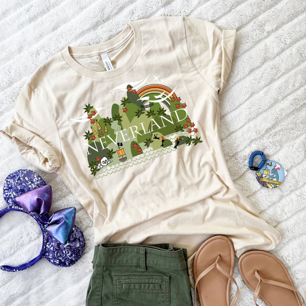 Neverland Vintage T-shirt Mermaid Lagoon and Skull Rock Peter Pan T-Shirt