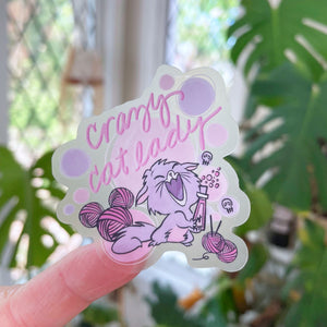 Crazy Cat Lady Sticker Yzma Disney Villain Purple Cat with Mickey Yarn Ball 2"x 2" Disney Cat Sticker