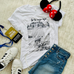 Let the Magic Begin Disney 4 parks Photo shirt, Simple Disney Unisex t-shirt