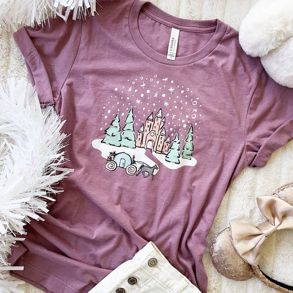 Vintage Disney Christmas Castle T-Shirt Disney Cinderella Castle Christmas T-shirt