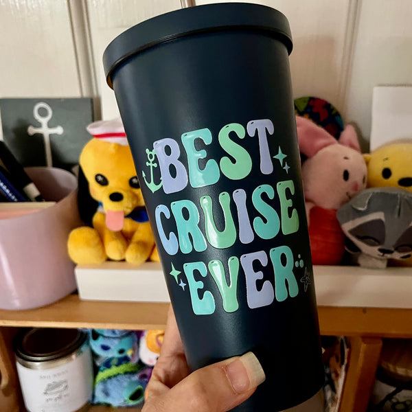 Disney Best Cruise Ever tumbler water bottle Pastel cute DCL Cruise Travel Insulated tumbler with a straw