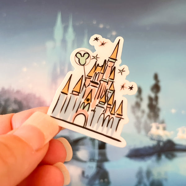 Disney World Castle Sticker Cinderella's Castle Transparent Sticker for Water Bottles, Laptops, Journals