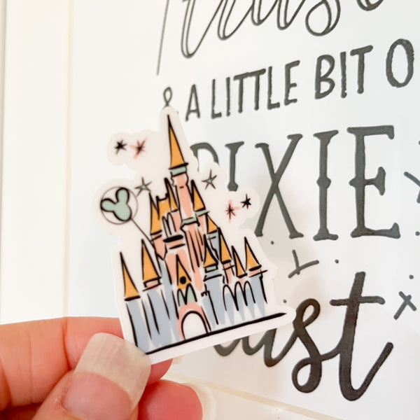 Disney World Castle Sticker Cinderella's Castle Transparent Sticker for Water Bottles, Laptops, Journals